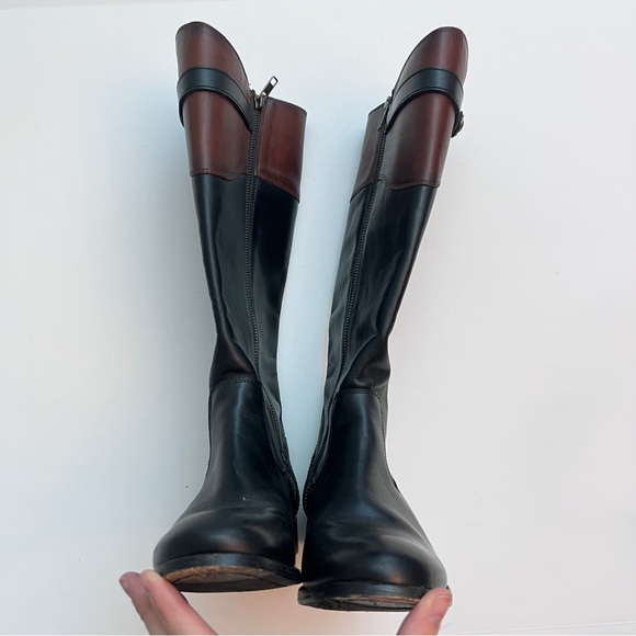 Frye Molly Button Black Brown Multicolor Leather Equestrian Riding Boots, Size 7 - Picture 4 of 7